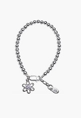 adorable teensy silver daisy charm birthstone bracelet